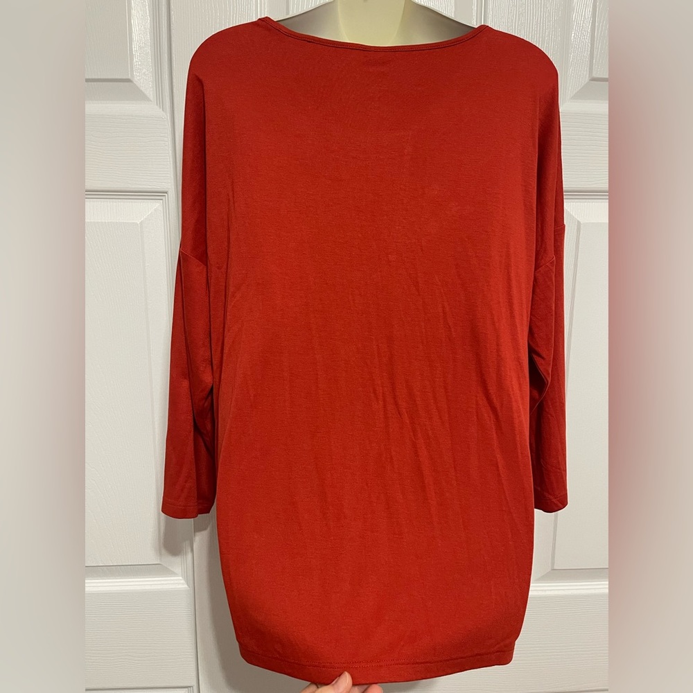 NWTS CHICO'S WOMEN'S
EMBELLISHED TOP SIZE 2 PETITE BURNT ORANGE 3/4 SLEEVES - Picture 4 of 8